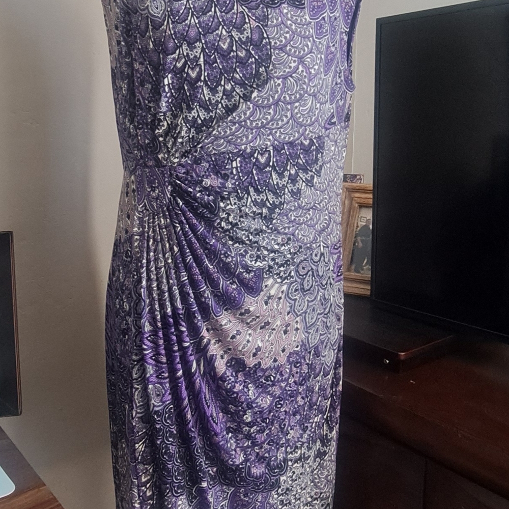 Purple and White Patterned Dress